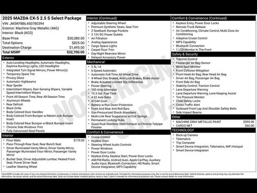 2025 Mazda CX-5 2.5 S Select Package