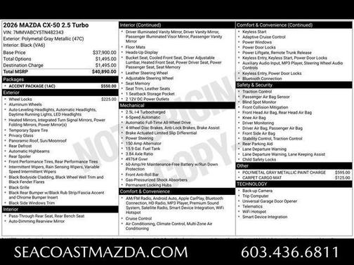 Polymetal Gray Metallic 2026 Mazda CX-50 2.5 Turbo