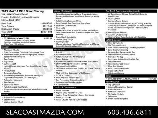 Soul Red Crystal Metallic 2019 Mazda CX-5 Grand Touring