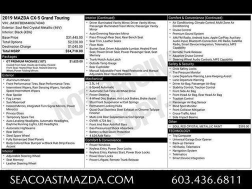 Soul Red Crystal Metallic 2019 Mazda CX-5 Grand Touring