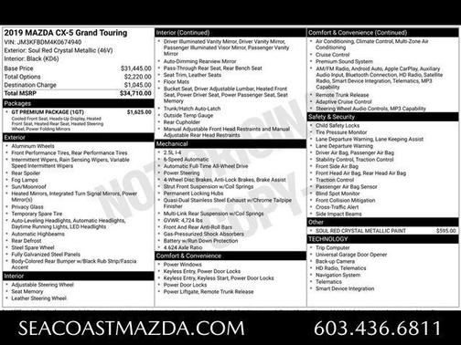 Soul Red Crystal Metallic 2019 Mazda CX-5 Grand Touring