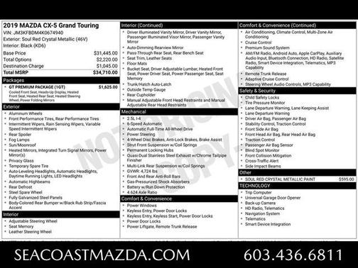 Soul Red Crystal Metallic 2019 Mazda CX-5 Grand Touring