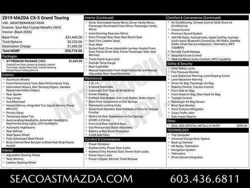 Soul Red Crystal Metallic 2019 Mazda CX-5 Grand Touring