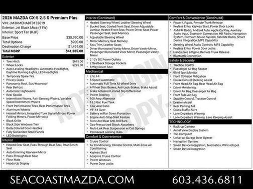 Jet Black Mica 2026 Mazda CX-5 Premium Plus