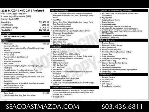 Ingot Blue Metallic 2026 Mazda CX-50 2.5 S PREFERRED