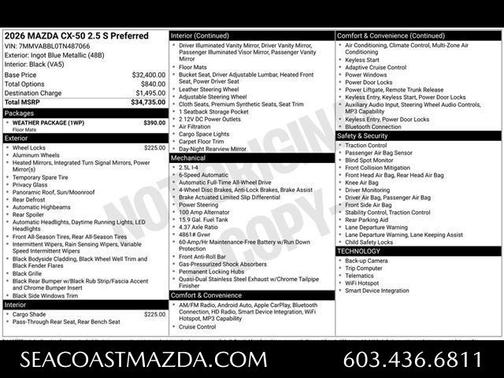 Ingot Blue Metallic 2026 Mazda CX-50 2.5 S PREFERRED