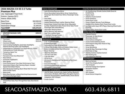 Cypress 2026 Mazda CX-50 2.5 TURBO PREMIUM PLUS