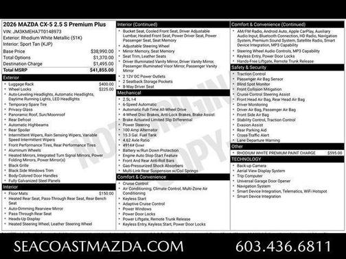 Rhodium White Metallic 2026 Mazda CX-5 Premium Plus