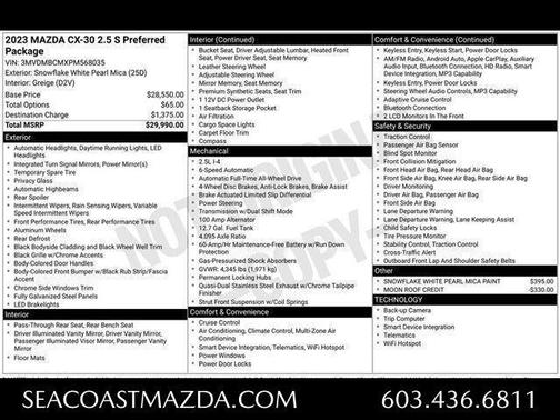 Snowflake White Pearl 2023 Mazda CX-30 2.5 S Preferred Package