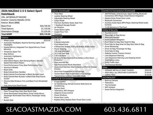 2026 Mazda Mazda3 FWD w/Select Package