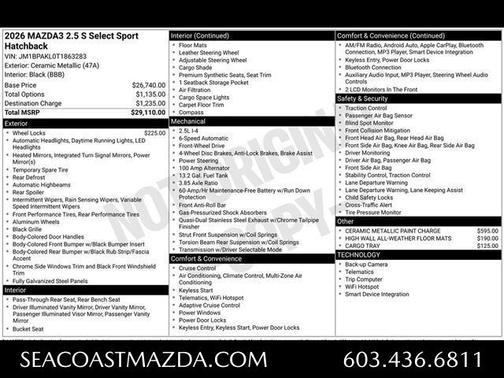 2026 Mazda Mazda3 FWD w/Select Package