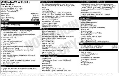 Wind Chill Pearl 2024 Mazda CX-50 2.5 Turbo Premium Plus Package