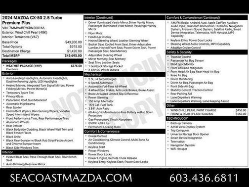 Wind Chill Pearl 2024 Mazda CX-50 2.5 Turbo Premium Plus Package