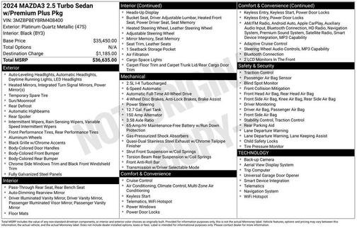 Platinum Quartz Metallic 2024 Mazda Mazda3 AWD w/Premium Package