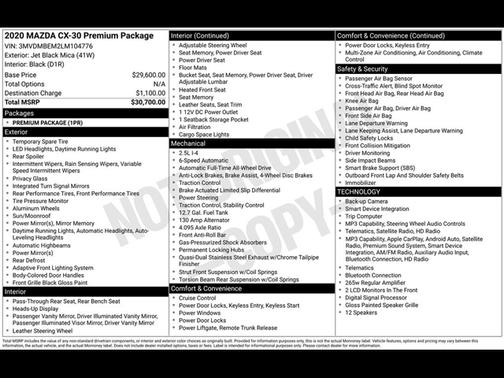 Jet Black Mica 2020 Mazda CX-30 Premium Package