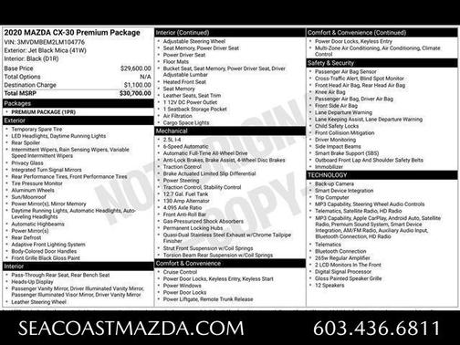 Jet Black Mica 2020 Mazda CX-30 Premium Package