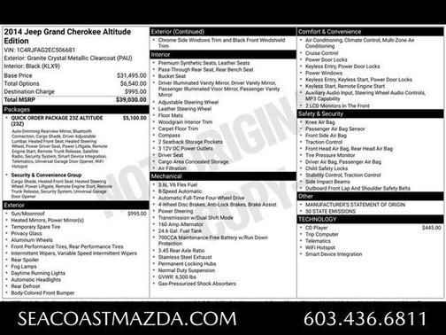 Granite Crystal Clearcoat Metallic 2014 Jeep Grand Cherokee Altitude