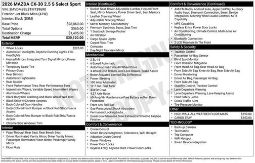 Jet Black Mica 2026 Mazda CX-30 Select