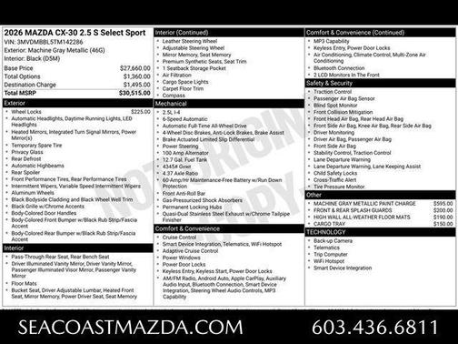 Machine Gray Metallic 2026 Mazda CX-30 Select