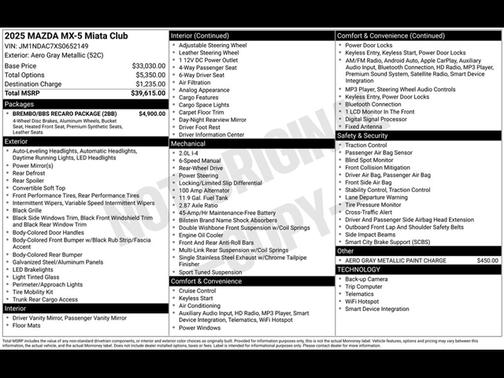 2025 Mazda MX-5 Miata Club