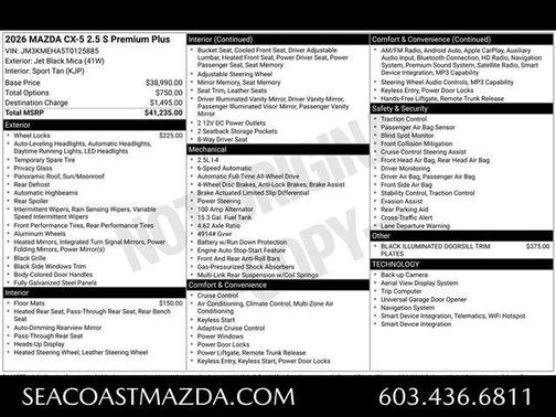 Jet Black Mica 2026 Mazda CX-5 Premium Plus