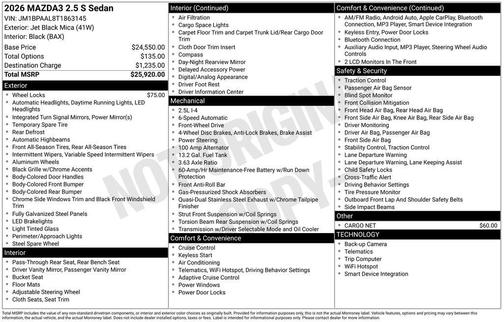 2026 Mazda Mazda3 2.5 S