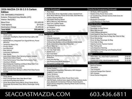 Polymetal Gray Metallic 2026 Mazda CX-30 2.5 S Carbon Edition