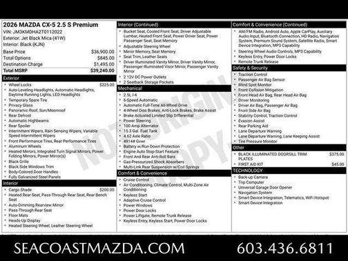 Jet Black Mica 2026 Mazda CX-5 Preferred