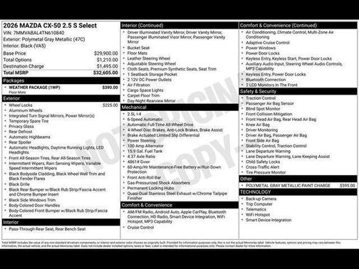 Polymetal Gray Metallic 2026 Mazda CX-50 Select