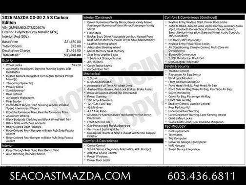 Polymetal Gray Metallic 2026 Mazda CX-30 2.5 S Carbon Edition