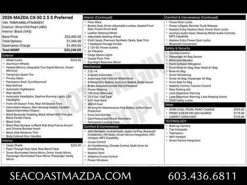 Wind Chill Pearl 2026 Mazda CX-50 2.5 S PREFERRED