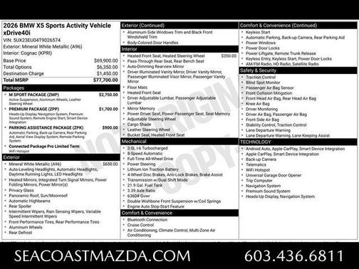 Mineral White Metallic 2026 BMW X5 xDrive40i