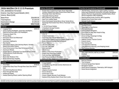 Soul Red Crystal Metallic 2026 Mazda CX-5 Preferred