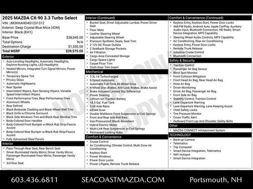 2025 Mazda CX-90 3.3 Turbo Select Package