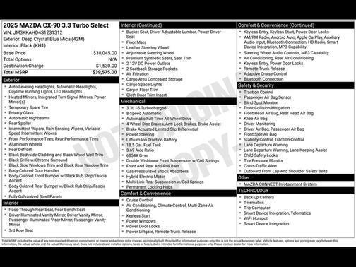2025 Mazda CX-90 3.3 Turbo Select Package