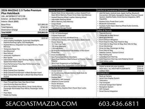 Jet Black Mica 2026 Mazda Mazda3 2.5 Turbo Premium Plus AWD