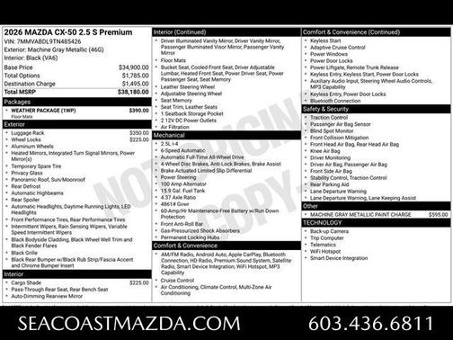 Machine Gray Metallic 2026 Mazda CX-50 2.5 S PREMIUM