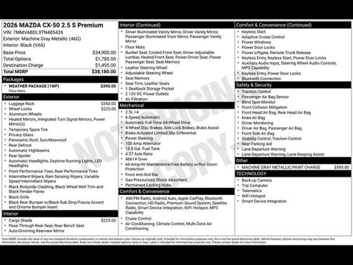 Machine Gray Metallic 2026 Mazda CX-50 2.5 S PREMIUM