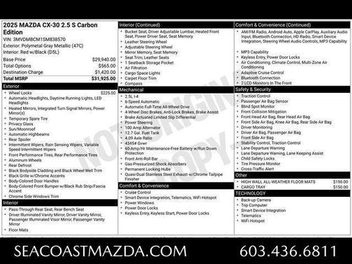 Polymetal Gray Metallic 2025 Mazda CX-30 2.5 S Carbon Edition