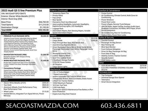 Glacier White Metallic 2023 Audi Q5 45 S line quattro Premium