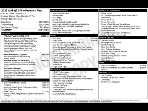 Glacier White Metallic 2023 Audi Q5 45 S line quattro Premium