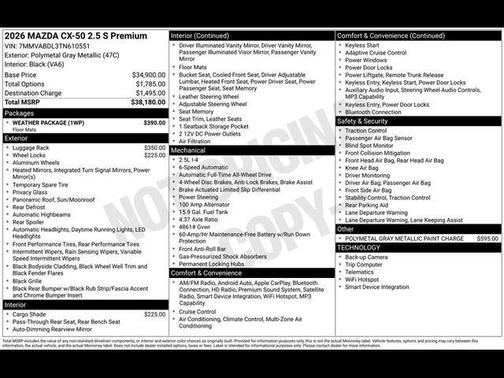 Polymetal Gray Metallic 2026 Mazda CX-50 Premium