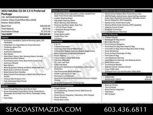 Deep Crystal Blue Mica 2023 Mazda CX-30 2.5 S Preferred Package