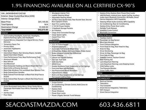 Deep Crystal Blue Mica 2025 Mazda CX-90 3.3 Turbo Preferred Package