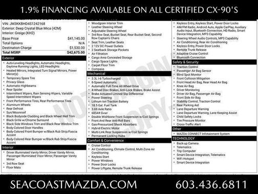 Deep Crystal Blue Mica 2025 Mazda CX-90 3.3 Turbo Preferred Package