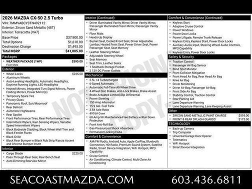 Zircon Sand Metallic 2026 Mazda CX-50 2.5 Turbo