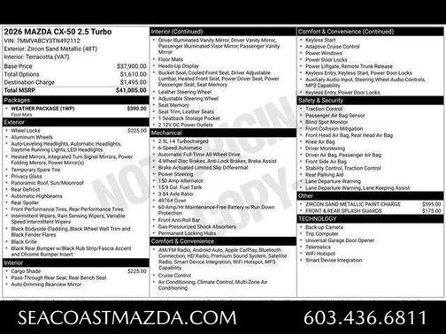 Zircon Sand Metallic 2026 Mazda CX-50 2.5 Turbo