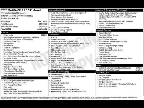 Machine Gray Metallic 2026 Mazda CX-5 Preferred