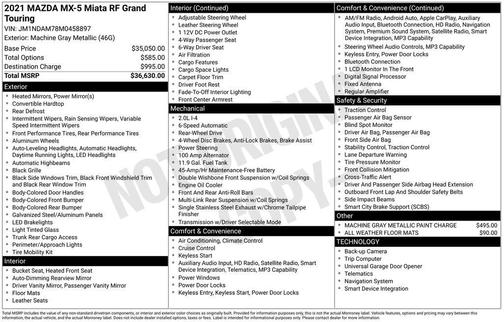 Machine Gray Metallic 2021 Mazda MX-5 Miata RF Grand Touring