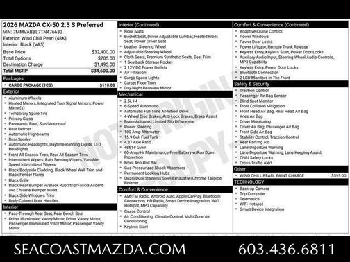 Wind Chill Pearl 2026 Mazda CX-50 2.5 S PREFERRED